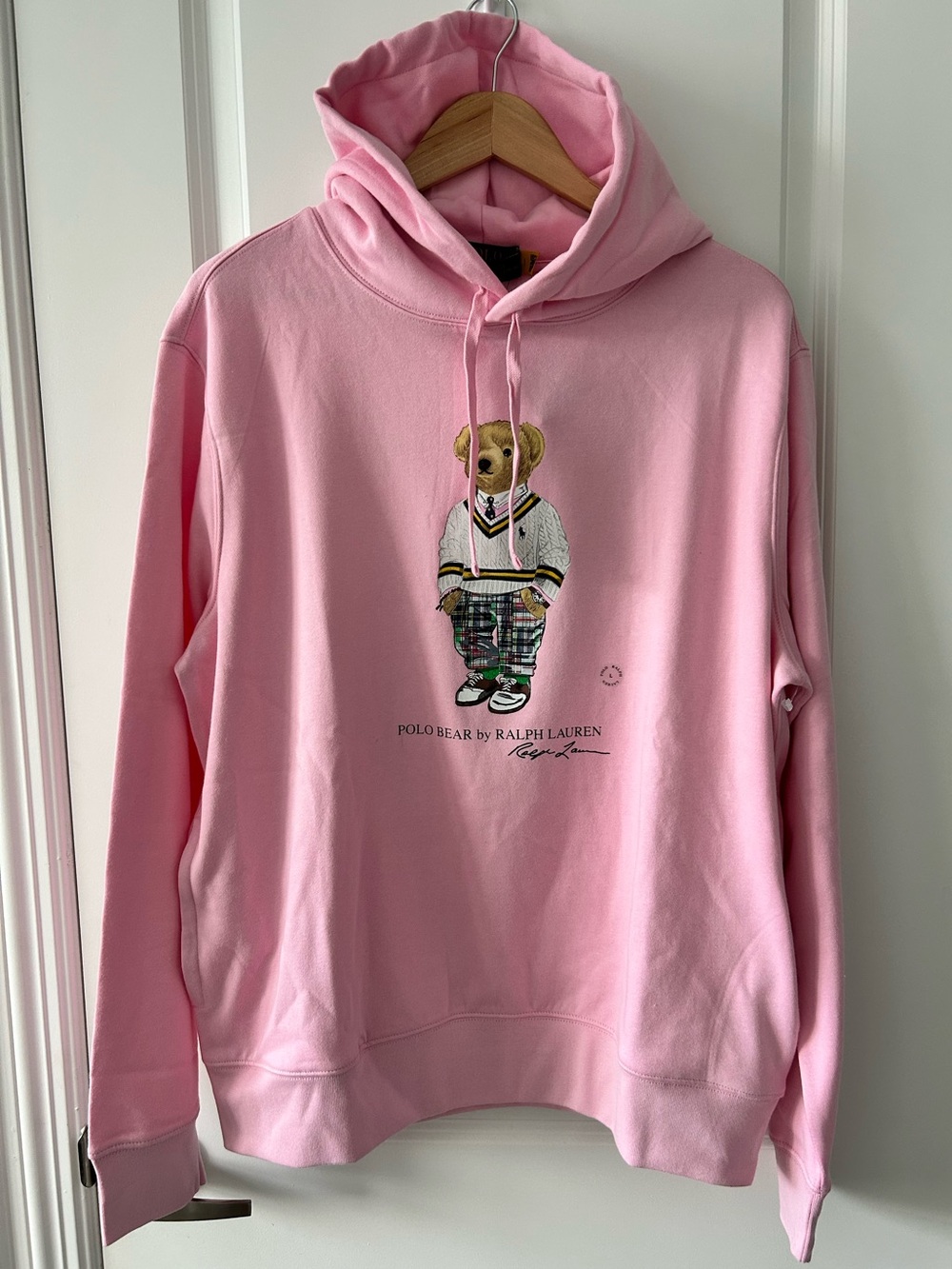 Polo Ralph Lauren Pink Polo Bear Hoodie NWT Size L - Picture 2 of 8